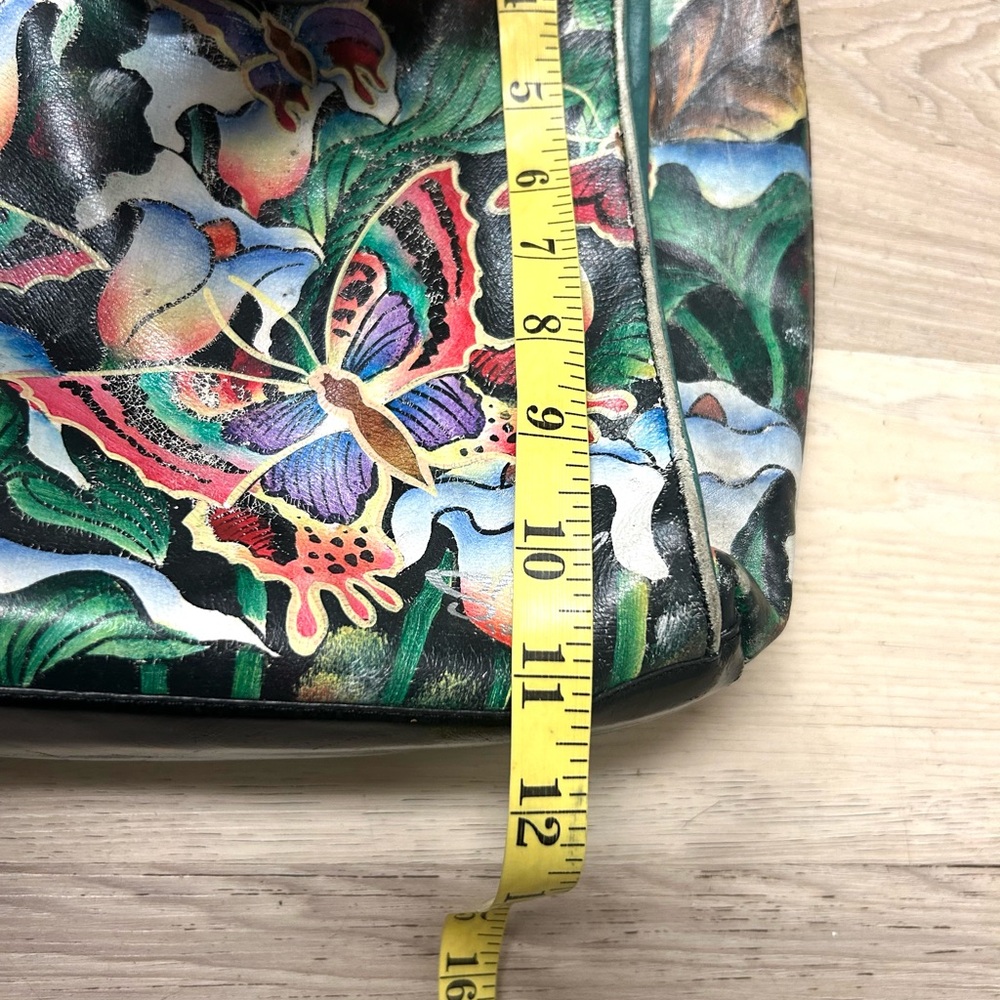 Vintage Sharif Bag Hand Painted Butterflies Colorful Medium Shoulder Bag Artsy - Picture 13 of 14